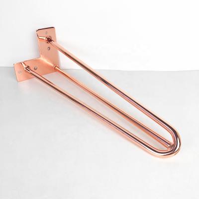 China Amazon Hot Sale Modern High Quality Rose Gold Metal Iron Stable Modern Desk with Hairpin Legs Hairpin Table Legs for Coffee Table for sale