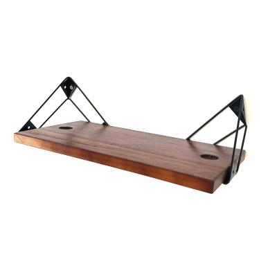 China Rustic Hot Sale Decorative Wall Hanging Shelf Bracket Metal Black Molded Shelves Iron Bedroom Kitchen Storage Shelf Support for sale