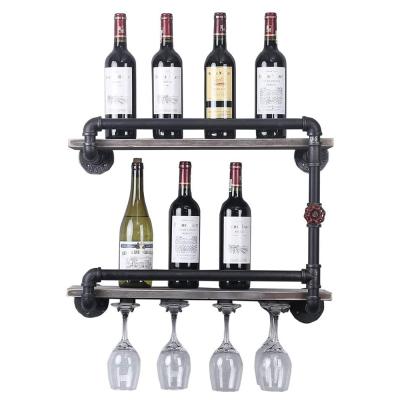 China Creative Iron Art Restaurant Decoration Wall Hanging Water Pipe Minimalist OEM ODM Wine Glass Frame Wine Rack High Quality New Design for sale