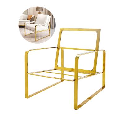 China Modern Luxury Chair Frame Stainless Steel Chair Base Brushed Gold Sofa Chair Frame For Living Room for sale