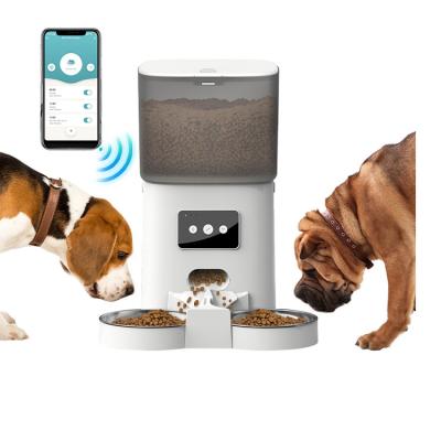 China Automatic Factory supply 6L Automatic Cat Feeder App Control Wi-Fi Enabled Smart Cat Food Dispenser with Timer Setting Auto Dog Feeder for sale