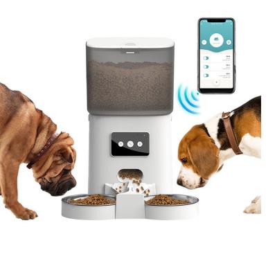 China Automatic 6L WiFi Pet Feeders for Cats Small Dogs Automatic Cat Dog Feeder with Stainless Steel Bowl for sale