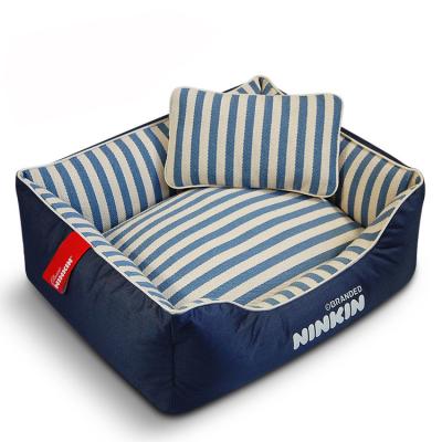 China Removable Cover Wholesale pet house bite-resistant Canvas weaving Kennel dog bed Square dog bed all-season cattery for sale