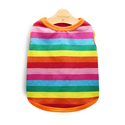 China Sustainable New Cotton Softy Dog Clothes Rainbow Warm Pet Vest designer luxury dog clothing for sale