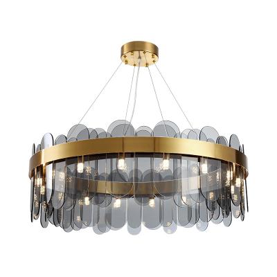 China Luxury Simple Creative Living Model Lamp Circular Glass Crystal Metal 80 Yc Bedroom Dining Room Designer Post Modern Light Chandelier for sale