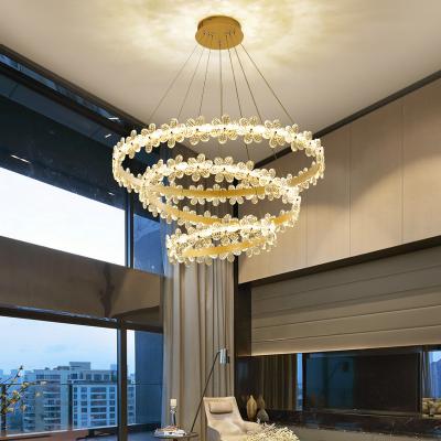 China 110v/220v Modern Crystal Decorative Aluminum Circle Pendant Lamp Nordic Modern Flower Gold Led Pendant Light for sale