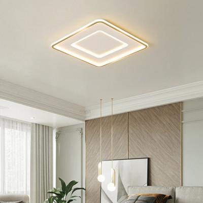 China Surface mounted super bright minimalist square ceiling gold lamp suitable for living room and bedroom for sale