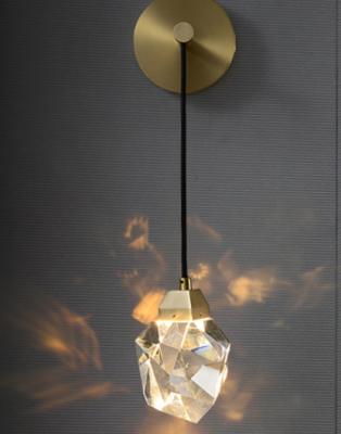 China Modern simple modern crystal copper wall lamp suitable for cafe bedroom hall hotel for sale