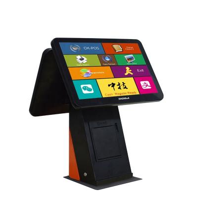 China Restaurant 15.6 Inch All In One Capacitive Touch Screen Stand With 3 Inch Printer Metal Shell for sale