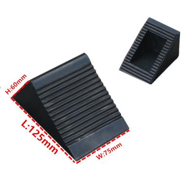 China Exterior Made Of High Quality Rubber Convenient To Carry Heavy Duty Black Car Wheel Chock Stopper for sale