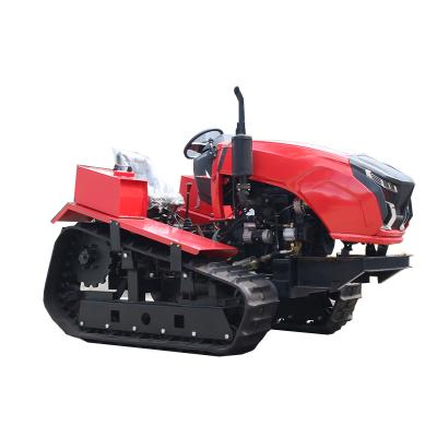 China Farm Work Machinery Water and drought dual crawler rotary cultivator household tractor ride orchard trencher small tractor for sale