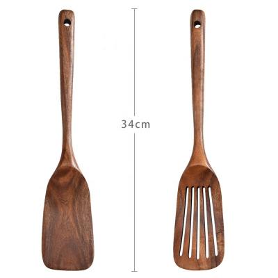 China Sustainable Amazon Hot Sale Eco Friendly Bamboo Teak Wooden Kitchen Spatula Teak Wood Spatula Set for sale