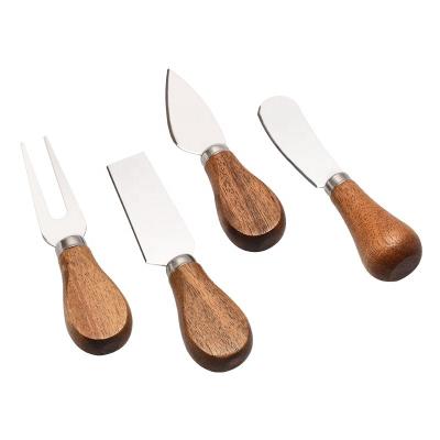 China Sustainable Factory Wholesale Cheese Tools Acacia Wood Handle Stainless Steel Cheese Knife Tool for sale