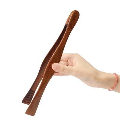 China Sustainable Wooden bread and food clip household food clip bread tongs with wood handle dessert bread clamps for sale