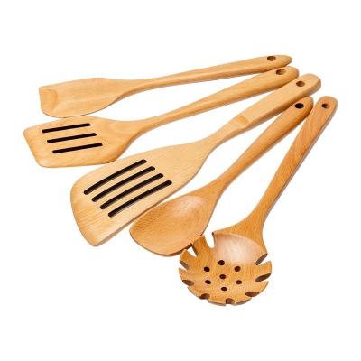 China Sustainable Amazon baking spatula wooden handle spatula set beech wood spatula for sale