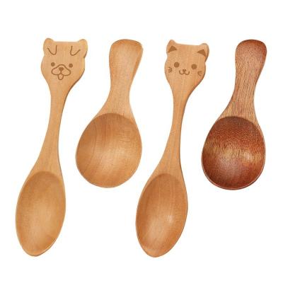 China Sustainable Manufacturers wholesale wooden ice cream spoon lovely cartoon spoon children's tableware spoon for sale