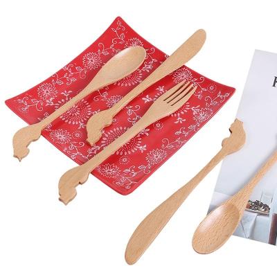 China Sustainable Hot sale wooden spoons and fork Japanese and Korean style spoon and fork for sale