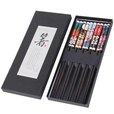 China Sustainable Wholesale 5pcs Japanese cartoon chopsticks gift set Japanese wood chopsticks for sale