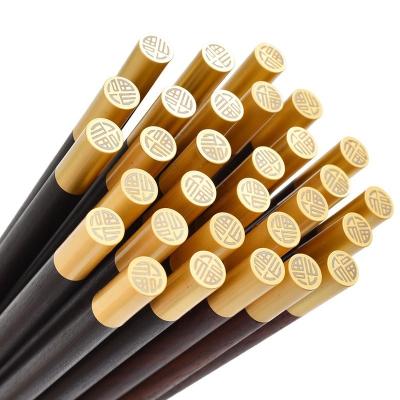 China Sustainable Alloy sushi rosewood chopsticks metal custom reusable Chinese cutlery household alloy chopstick for sale