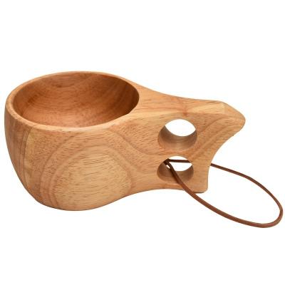 China Sustainable Creative wooden cup Nordic style rubber wooden water cup with handle portable coffee cup for sale