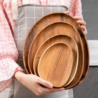 China Sustainable Acacia wood shaped tray Nut snack wood plates household dessert dry fruit plate for sale