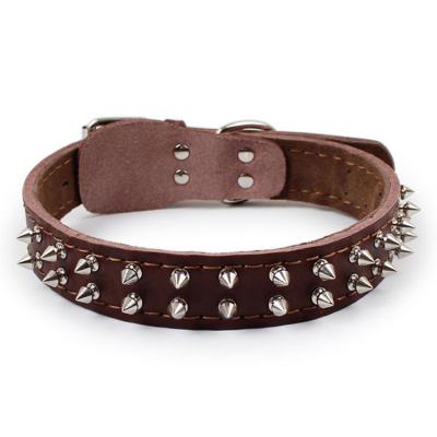 China Durable Dog Rivet Collar Leather Dog Spike Collars For Medium Dogs for sale