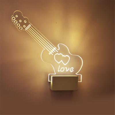 China Modern Acrylic Led Modern Wall Lamp Guitar Design Home Decor Indoor Lighting Wall Light For Hotel Bedside for sale