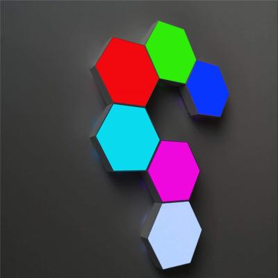 China Hexagonal Flush Touch Modular Wall Lights Geometry LED Assembly Creative Night Light Suitable for Iiving Room Bedrooms for sale