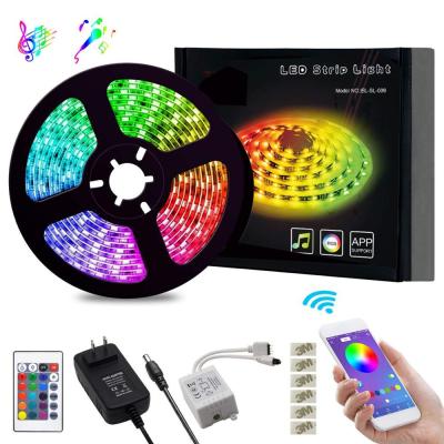 China Home App Control Blue Tooth Music Led Strip SMD 5050 30 Led / Meter 5m Set , Sound Control Smart Led Strip RGB 16 Million Color Changing for sale