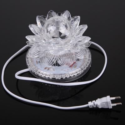 China Lotus Automatic Rotation LED Lotus Crystal Magic Light with Plug Portable Disco RGB LED Stage Light for Christmas Party Wedding for sale