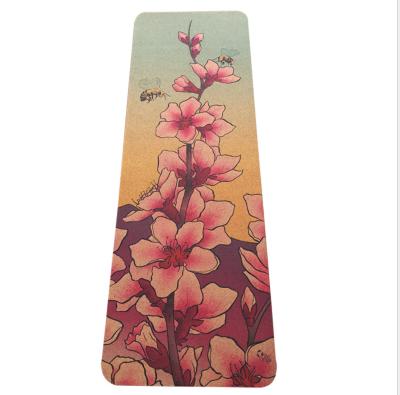 China Nature Cork+Natural Strip Custom Design Eco-Friendly Black 6mm High Quality Strip Cork Yoga Mat for sale