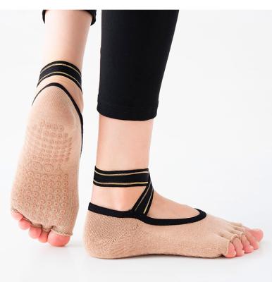 China New Arrival Wholesale Cross Fitness Yoga Strap Dance Yoga Pilates Anti-slip Socks for sale