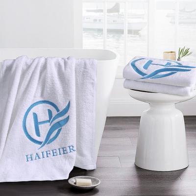 China Luxury Hotel Wholesale Hypoallergenic Cotton Towels Custom Supplier Golden Logo for sale