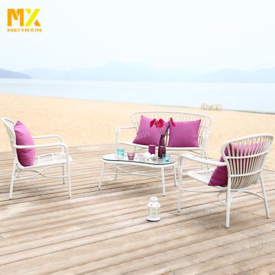 China Outdoor White Wicker Garden Furniture Patio Outdoor Furniture Rattan Sofa Set Outdoor Sofa Set For Villa for sale