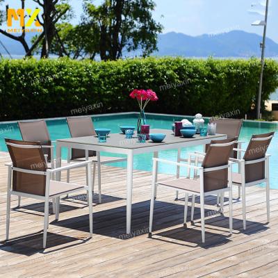 China Simple design modern good quality customizable aluminum garden table chair furniture dining set for sale