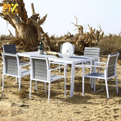 China Outdoor heavy duty outdoor plastic wood patio furniture waterproof patio garden sofa garden dining table and chairset for villa for sale