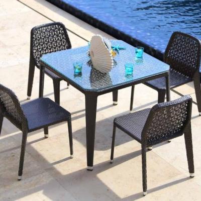 China Time Furniture Modern Design Outdoor Dining Table Outdoor Rattan Furniture Wicker Table And Chair Set Aluminum Courtyard Set For Hotel And Villa for sale