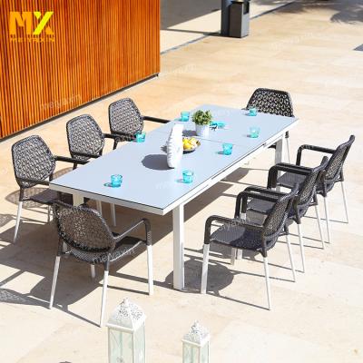 China Outdoor Outdoor Sun Protection Weather Furniture Wicker Cafe Garden Set Plastic Table And Chair Furniture For Yard for sale