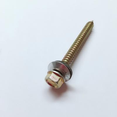 China C1022 6.3x40MM Steel HEX HEAD PARKER SCREW WITH EPDM YELLOW GALVANIZED for sale