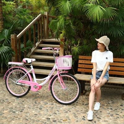 China Import Steel Bikes MACCE Lady Cycle Single Speed ​​Pink High Carbon Steel City Cycling Urban Leisure Vintage Outdoor Mountain Bike for sale