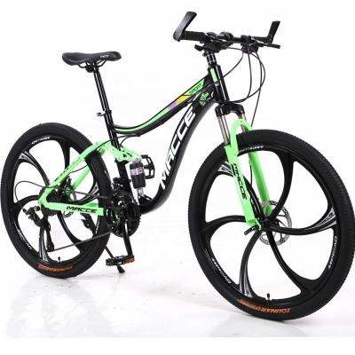 China MACCE sports mountain bike steel 21 speed double disc brake green color aluminum alloy fork mountain bike 26 inch for sale