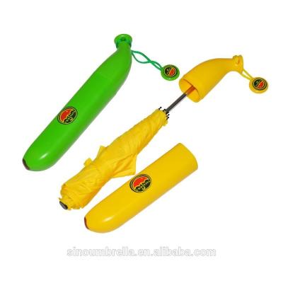 China Promotional Wholesale Mini Folding Umbrella Fruit Banana Shape Folding Umbrella for sale