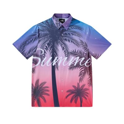 China Customized Anti-pilling Men's Button Down Shirt Hawaii Beach Style Print Mens Short Sleeve Shirts for sale