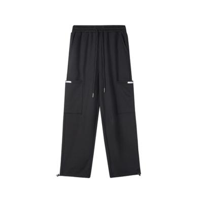 China OEM Anti-wrinkle Drawstring Loose Bottom Sweatpants With Side Pockets Mens Custom Unisex Empty Sweatpants for sale