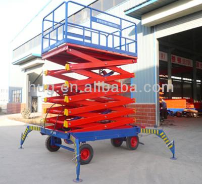 China good quality adjustable mobile scissor lift /moving platform with with four wheels 2120x1210 for sale