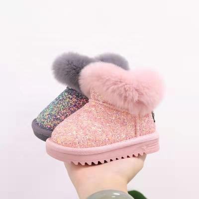 China Girls Winter Warm Flat Boots Baby Winter Shoes Girls Cute Fur Boots for sale