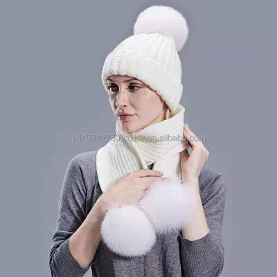 China Formal Popular Winter Hat Women Beret Hat Faux Fox Fur Pom Pom Pom Hat for sale