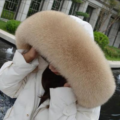 China Shortly 2021 Winters Real Big Fox Fur Collar Fox Parka Real Fur Collar Detachable Collar for sale