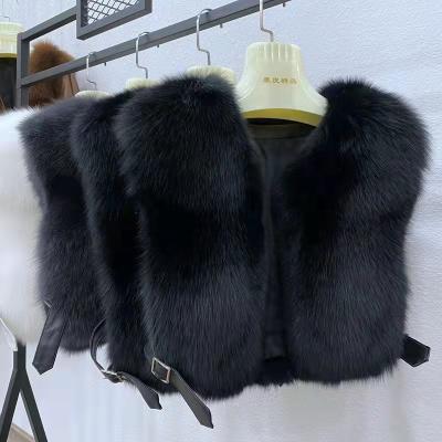 China Viable High Quality Women's Large Fox Fur Vest Winter Blue Fox Fur Shorts Vest for sale