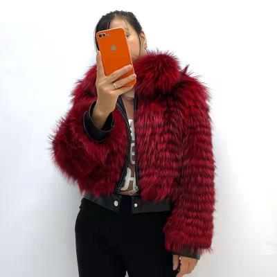 China Winter Breathable Fur Coat Women Fashion Ribbon Fox Stripe Elegant Fur Coat for sale